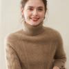 Estilo Diseñador Británico ~ Suéter de Cachemira de Color Sólido para Mujer, Suéter Grueso de Lana Tejido en Cable de Cuello Alto para Vestir en Capas