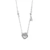 Collar Elegante de Plata Pura S999 con Corazón Mobius y Circonita, Cadena Delicada y Sofisticada para Clavícula para Mujeres, Disponible para Venta al por Mayor