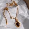 Conjunto de Colar e Brincos Oval com Olho de Tigre Banhado a Ouro Real para Maillard Joker Corrente de Clavícula Joias de Alta Qualidade para Mulheres