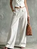 Comercio exterior estilo europeo y americano pantalones de pana de pierna ancha para mujer, de cintura alta, con doble bolsillo de parche, pantalones largos rectos holgados, pantalones casuales de otoño e invierno transfronterizos