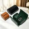 Caja de almacenamiento para relojes de PU, cuero de alta gama, diseño simple, unisex, portátil, adecuada para viajes, caja de exhibición para relojes mecánicos, joyero