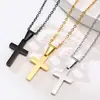 Colar Cruz de Aço Inoxidável Moda Europeia e Americana Unissex Corrente para Suéter Colar Hip Hop Atacado Pn-1479