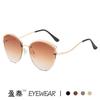 Nuevas gafas de sol de ojo de gato con marco recortado, gafas de sol de moda europeas y americanas, gafas de sol de color océano transfronterizo de moda para hombres y mujeres