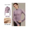 Jaqueta de Yoga de Veludo Espesso Estilo Primavera Feminina Cardigã com Zíper Gola Alta Emagrecedor Elástico Manga Longa Top Quente