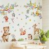 M17501 Oso de Dibujos Animados de Animales del Bosque, Ciervo, Flores y Pájaros Casa del Árbol Pegatinas de Pared Creativas Decoración para Habitación de Niños Dormitorio Pegatinas de Pared