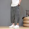 Pantalones 2025 para hombre estilo chino verano nuevos a cuadros Harlan pantalones capri modernos para hombre casuales de pierna ancha pantalones de playa al por mayor