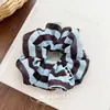 Scrunchie de Cabelo Listrado Azul Coreano com Toque de Luxo, Laço Doce e Fofo para Prender o Cabelo, Acessório de Cabelo com Presilha de Tubarão para Mulheres