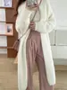 2025 Novo Outono e Inverno Cardigan Tricotado de Veludo Imitação de Visão Acima do Joelho de Comprimento Médio para Mulheres Suave e Ceroso Estilo Preguiçoso Jaqueta Suéter Tendência