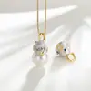 Pingente Colorido de Cabacinha em Prata de Lei 925 para Inlay de Pérolas Artesanais Acessórios DIY Fecho Universal Removível