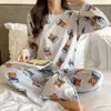 Pijama para Mujer Primavera y Otoño Estilo Coreano 2025 Manga Larga Lindo Traje de Dibujos Animados de Estudiante Suelto Traje de Ropa para el Hogar Otoño e Invierno