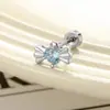 Piercing de Cartilagem Hensen Doce e Refrescante em Formato de Bala Zircônia Azul Claro Simples para Orelha Osso da Orelha