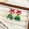 Pendientes de Árbol de Navidad con Lazo para Mujer, Aguja de Plata, Clips para Orejas Atmosféricos y Delicados, Nuevo Estilo Popular 2025, Pendientes y Accesorios Sencillos