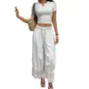 Pantalones Anchos Estilo Bohemio en Stock con Cintura Elástica, Corte Holgado Casual, Cómodos para Todas las Estaciones y Adecuados para Viajar
