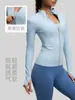 Chaqueta de yoga para mujer de nailon de alta elasticidad, corte ajustado, cuello alto, cárdigan con cremallera, top deportivo de manga larga para fitness para primavera y otoño