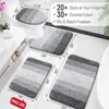 Juego de alfombrillas de baño de cachemir sintético a rayas degradadas, que incluye una alfombrilla de baño, una alfombrilla para el suelo del baño y una alfombrilla de entrada, todas ellas absorbentes, antideslizantes, resistentes a las manchas y fáciles de limpiar