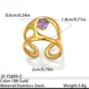 Anillo de Acero Inoxidable con Circonita Transfronterizo, Anillo Irregular de Lujo Ligero de Acero de Titanio de Gama Alta Incrustado con Diamantes, Anillo Abierto Hueco para Mujer