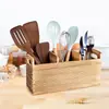 Caja de Almacenamiento para Cubiertos de Cocina Caja Cuadrada de Madera Palillos de Madera con Compartimentos Caja para Palillos Portacubiertos para Cucharas Jaula para Palillos