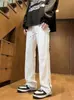 Marca de Moda Americana de Alta Gama Transfronteriza Primavera y Otoño Diseño con Estilo High Street Cremallera Sueltos Rectos Casuales Jeans
