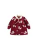 Ropa de Invierno para Bebés y Niños Pequeños Bonsun: Vestido Suéter con Botones Diagonales para Bebés Niñas, Vestido para Niñas Estilo Chino con Cuello de Solapa
