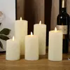 Accesorios personalizados para fiesta de bodas vela electrónica LED cilíndrica simulación vela de bala plana lisa luz ambiental