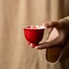 Color de Engobe Cerámica Pura Mariposa Orquídea Pintada a Mano Pintura Interior Taza de Té Taza Pequeña Alta Taza de Té Kung Fu Juego de Té Taza Individual