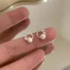 Pendientes de Plata de Ley 999 Diseño de Nicho Pendientes de Gama Alta de Moda Lujo Accesible Elegante Versátil Pendientes de Perla y Circonita
