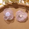 Polvo Blush Bruma Suave Malla Retro Francesa Flor de Rosa Diseño de Nicho Tipo Hada Accesorios para el Cabello y Accesorios de Ropa