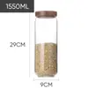 Tarro de Vidrio Redondo Transparente de Alto Borosilicato de Lujo Ligero con Tapa de Madera de Acacia Tarro de Vidrio de Grado Alimenticio para Almacenamiento Tarro de Almacenamiento para Cocina