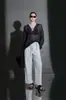 Pantalones de pierna ancha para mujer, color puro tipo oxígeno, estilo perezoso, holgados, casuales, con caída, cintura de corbata, pierna recta, largos para primavera y verano
