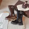 Botas de Cuero Forradas de Felpa para Niñas 2026 Invierno Nuevas Retro Suela Gruesa Hebilla Cálidas Botas Martin Versátiles Botas para Niños