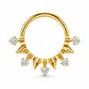 Anillo nasal cerrado sin costuras de aleación de titanio G23 con incrustaciones de circonita Zhenping, aro para tabique nasal y hueso de la oreja, joyería nasal finamente tallada F136