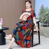 Novo vestido de verão em algodão e seda estilo chinês para mães, plus size, novo, de corte solto, elegante, emagrecedor, estilo étnico, acima do joelho