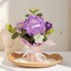 Artesanía Transfronteriza Tejido Ramo Pomposo Girasol Rosa Flor de Lana Flor Artificial Cubo de Abrazo Adorno Regalo