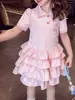Vestido de Niña Verano 2026 Nuevo Estilo Estilo Academia Infantil Cuello Polo Vestido de Princesa Atuendo de Verano para Niñas Mayores Vestido de Pastel