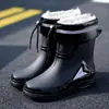 Botas de lluvia talla 39-48, impermeables, con puños elásticos, estilo hombre, aptas para uso en cocina, antideslizantes, con forro de polar para abrigar