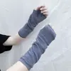Luvas Longas Estilo Coreano com Listras Pretas e Brancas Sem Dedos de Algodão para Pulso Longo - Mangas para Braço - Atacado Cosplay Anime