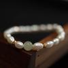 Pulsera de Perlas de Agua Dulce Nuevas Tipo Arroz Jade Hetian Pulsera de la Mejor Amiga para Mujer Pulsera de Cuentas Redondas Retro Estilo Chino