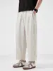 Ropa para Hombre Feng She / 2026 Pantalones de Lino de Nueve Puntos para Hombre Estilo Chino Primavera Rectos Sueltos Casuales Pantalones de Pierna Ancha