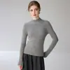Suéter Feminino de Cashmere com Gola Alta Meia, 100% Cashmere Puro, Tricô Pulôver Sem Costura, Top Básico Versátil para o Dia a Dia
