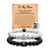 Set de pulseras turquesas en blanco y negro, regalo de vacaciones, amor, pulsera de acero inoxidable, anillo de acero blanco y negro, pulsera para pareja