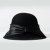 Sombrero cálido de lana pura para mujer, de moda para otoño e invierno, con protección solar, de ala ancha, con cúpula y fieltro transpirable