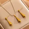 Colar e Brincos de Franja Gota d'Água Acessíveis de Luxo Transfronteiriços Europeus e Americanos Moda Ins Conjunto de Joias de Aço Inoxidável de Alta Qualidade Venda por Atacado