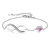Estilo Europeo y Americano Transfronterizo Estilo Nuevo Ilimitado con Accesorios de Circonita Cúbica Pulsera Pulsera de Piedra de Nacimiento Corazón Joyería Simple para la Mano