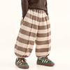 Calça de Lã Changguo Clothing para Meninos Estilo Coreano de Inverno Calça Longa Listrada para Crianças e Bebês com Lã Integrada Calça Casual