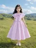Vestido de tirantes floral de verano para niña con tirantes cruzados, ligero vestido de princesa plisado, vestido de verano para niña