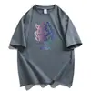 Camiseta de Algodón Puro Cuello Redondo Manga Corta para Hombres y Mujeres Estilo Coreano Holgada Casual Talla Grande Moda Versátil Pareja Verano Estampado de Cuerno