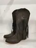 En stock comercio exterior transfronterizo Amazon sitio independiente moda borla otoño e invierno gruesos tacones altos botas largas de mujer botas de caña alta