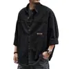 Chamarra Camisa de Trabajo para Hombre Primavera y Otoño Talla Grande Holgada Moderna Casual Top Cardigan Color Sólido Chaqueta con Solapa para Hombre