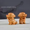 Figura de cachorro Husky lindo Atrae Riqueza Decoración del hogar Artesanía Adorno de escritorio Estatua de perro del Zodiaco Talla en madera de cedro