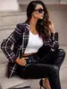 2023 AliExpress wish Amazon Nuevo Estallido de Primavera y Otoño para Mujer Chaqueta de Traje con Estampado de Manga Larga de Doble Botonadura